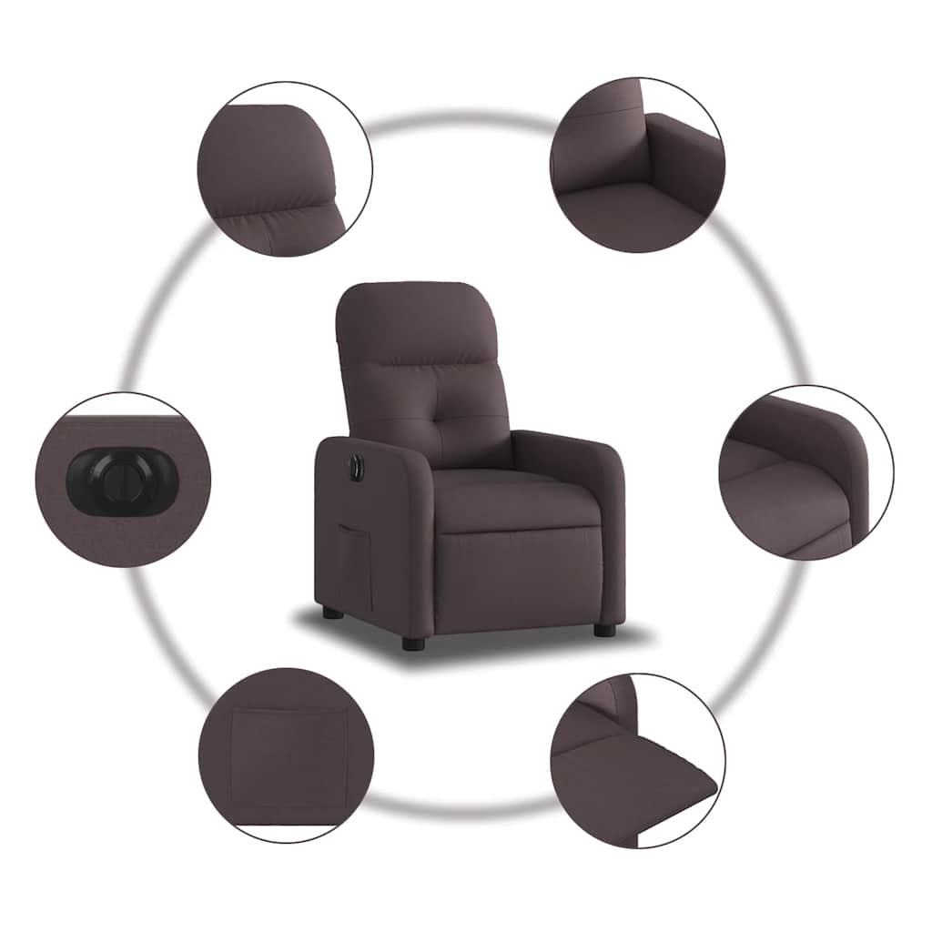 Fauteuil inclinable électrique Marron foncé Tissu - XIOS