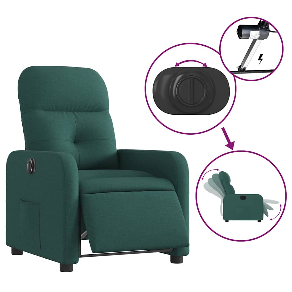 Fauteuil inclinable électrique Vert foncé Tissu - XIOS