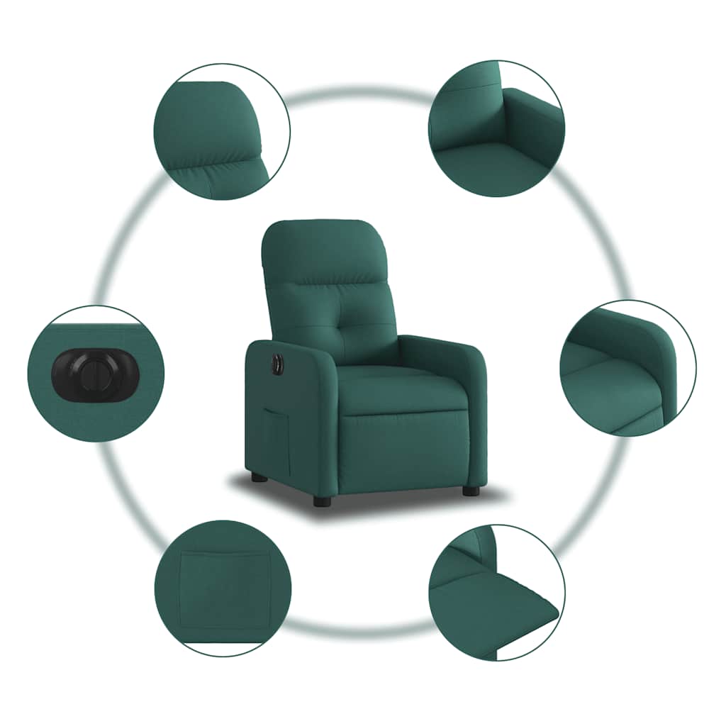 Fauteuil inclinable électrique Vert foncé Tissu - XIOS