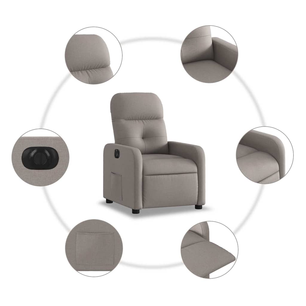 Fauteuil inclinable électrique Taupe Tissu - XIOS