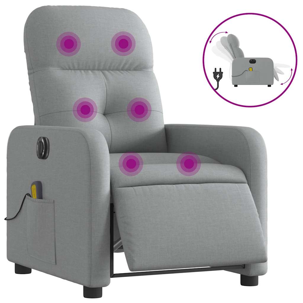 Fauteuil de massage inclinable électrique gris clair tissu - XIOS