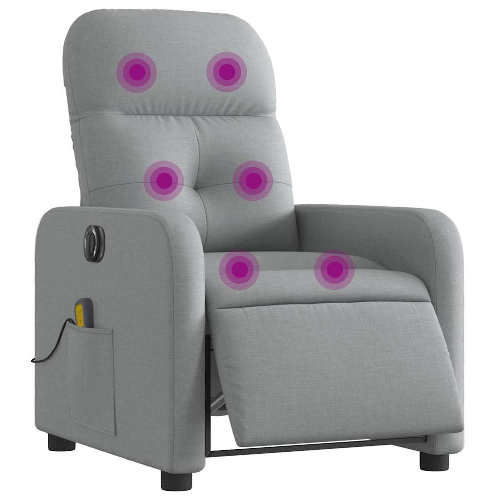 Fauteuil de massage inclinable électrique gris clair tissu - XIOS