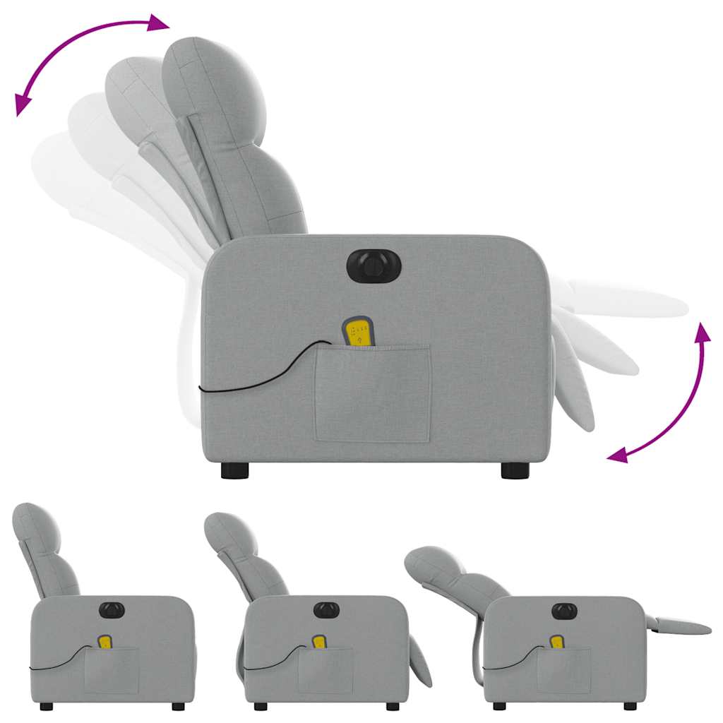 Fauteuil de massage inclinable électrique gris clair tissu - XIOS