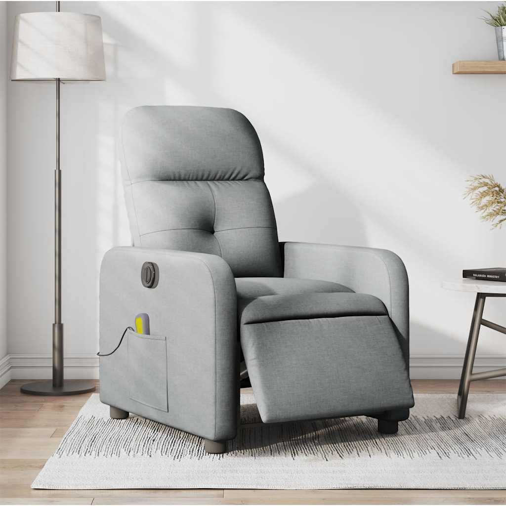 Fauteuil de massage inclinable électrique gris clair tissu - XIOS