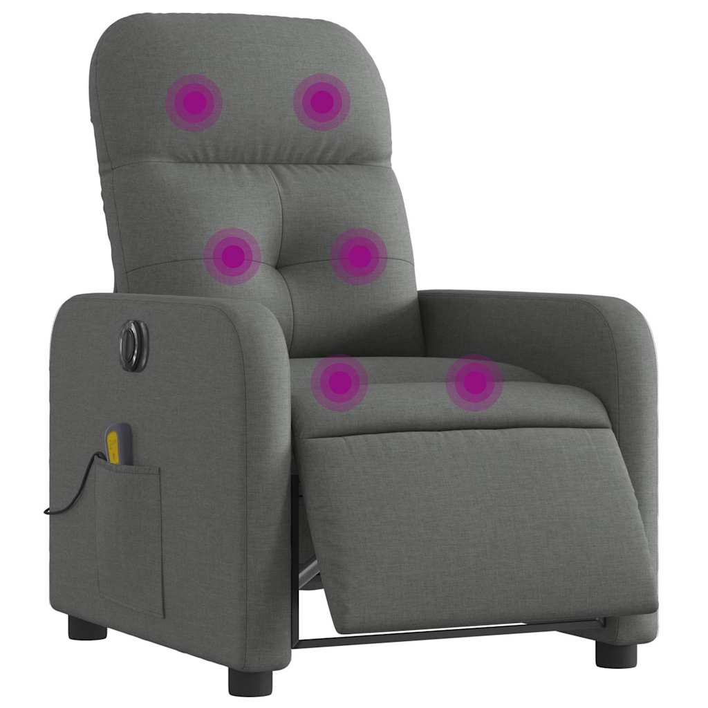Fauteuil inclinable de massage électrique gris foncé tissu - XIOS