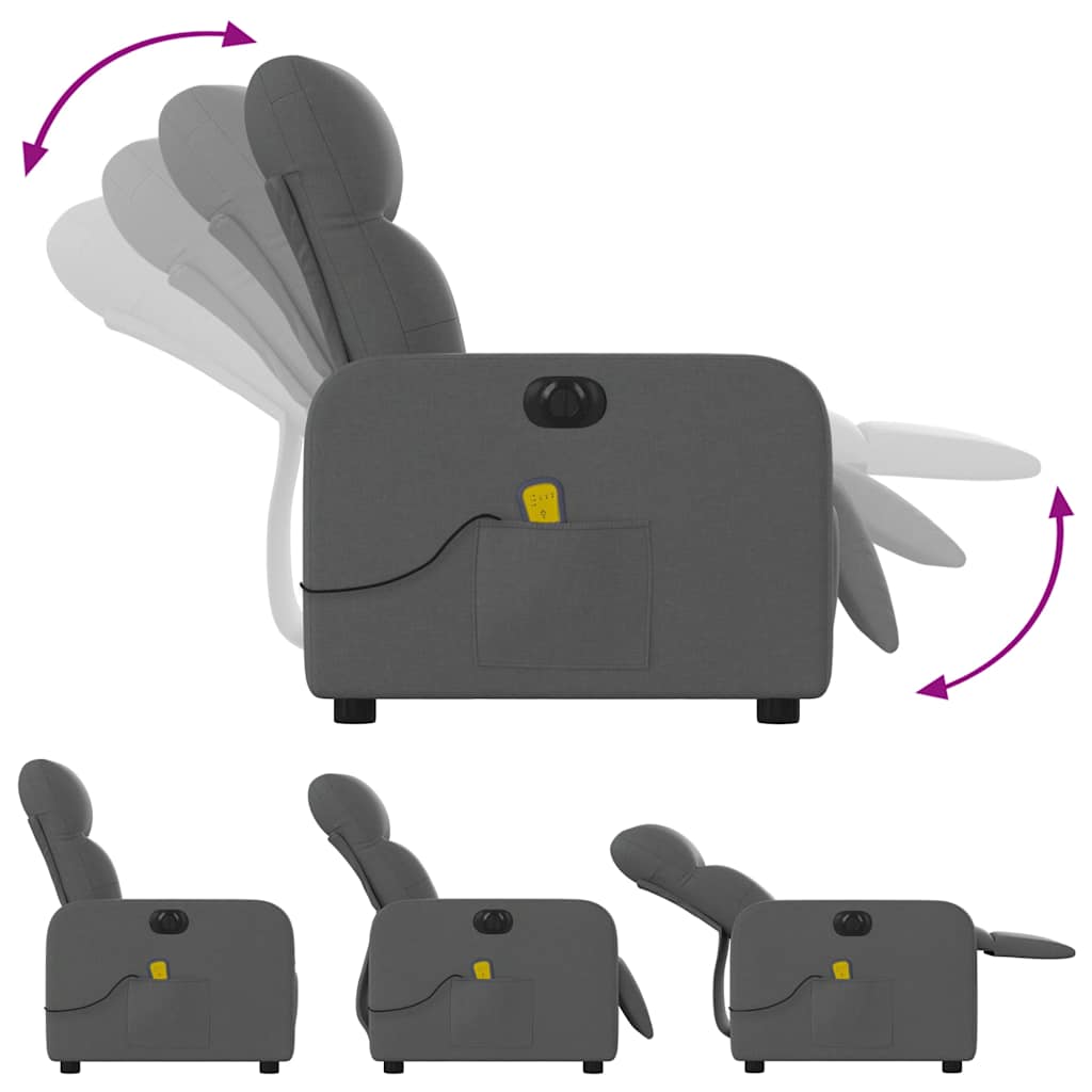 Fauteuil inclinable de massage électrique gris foncé tissu - XIOS