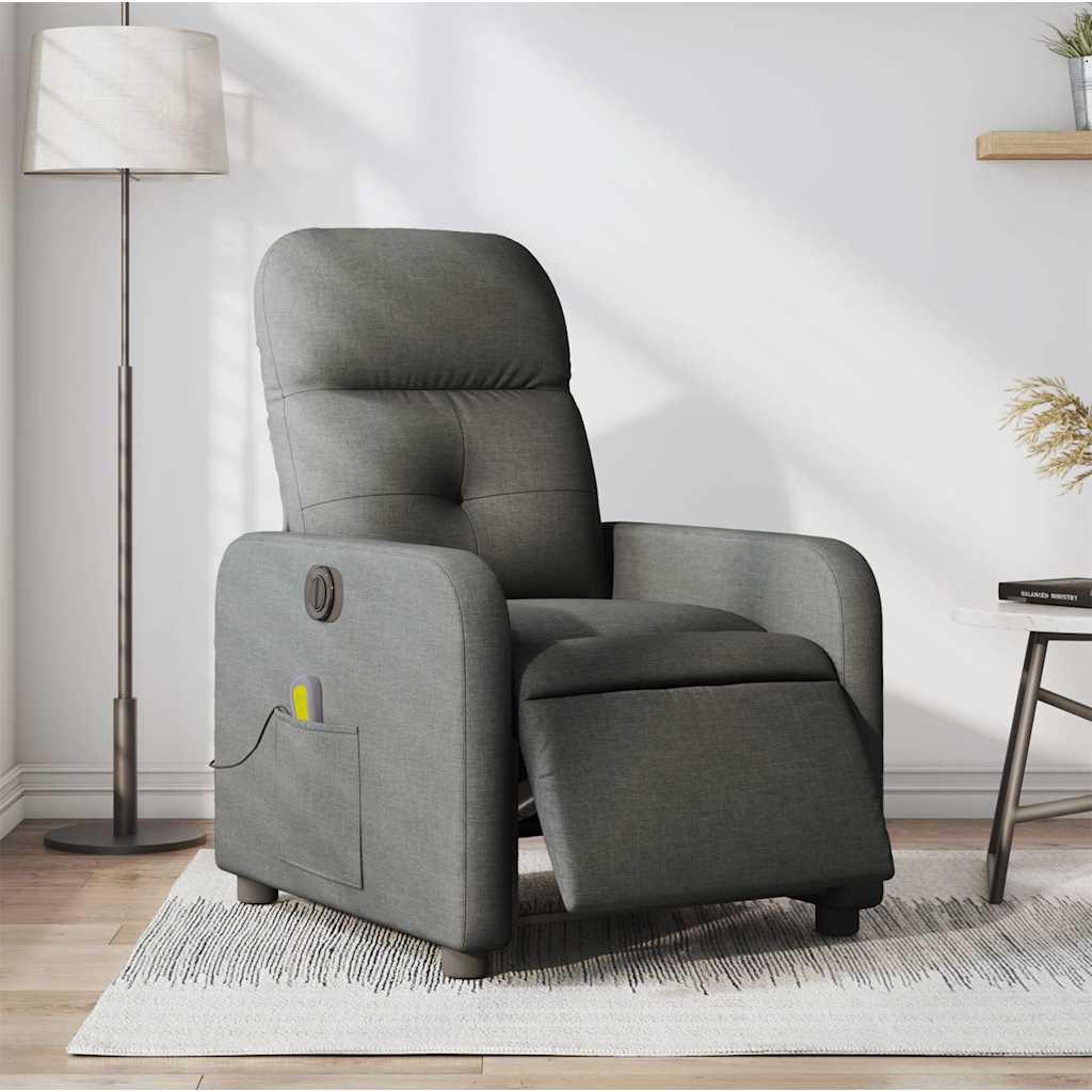 Fauteuil inclinable de massage électrique gris foncé tissu - XIOS