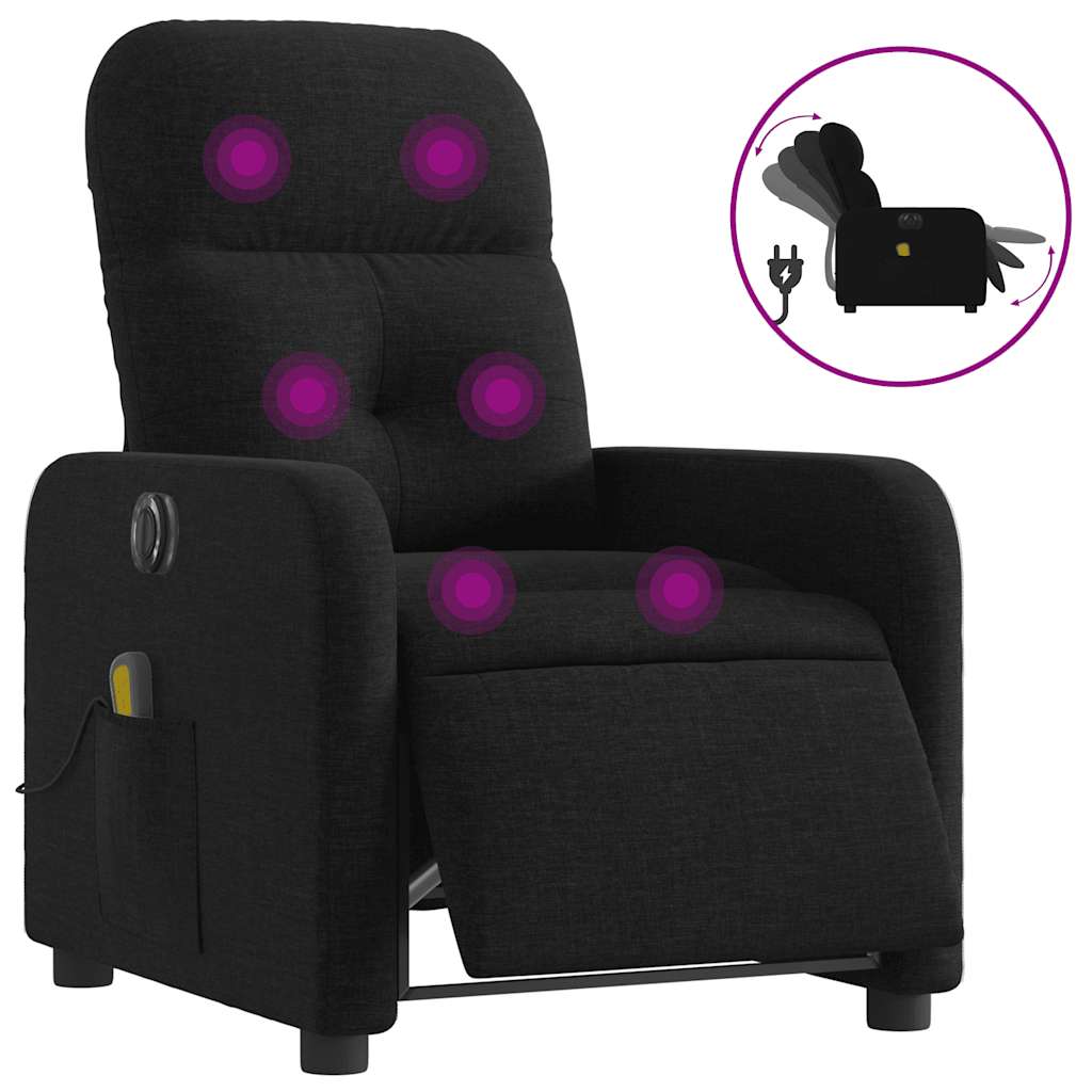 Fauteuil de massage inclinable électrique Noir Tissu - XIOS