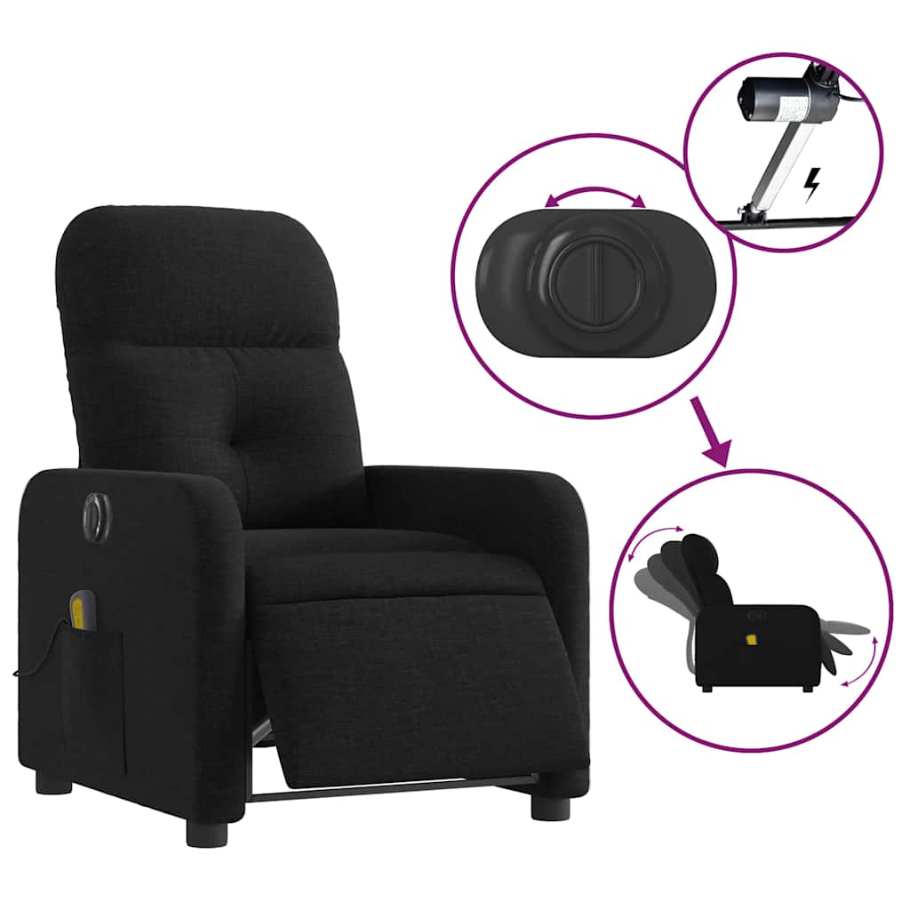 Fauteuil de massage inclinable électrique Noir Tissu - XIOS