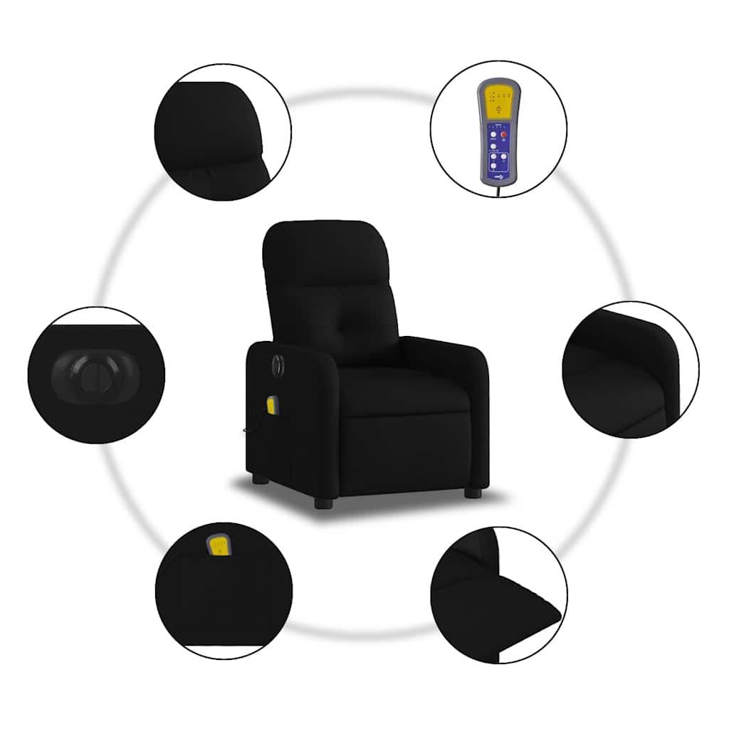 Fauteuil de massage inclinable électrique Noir Tissu - XIOS