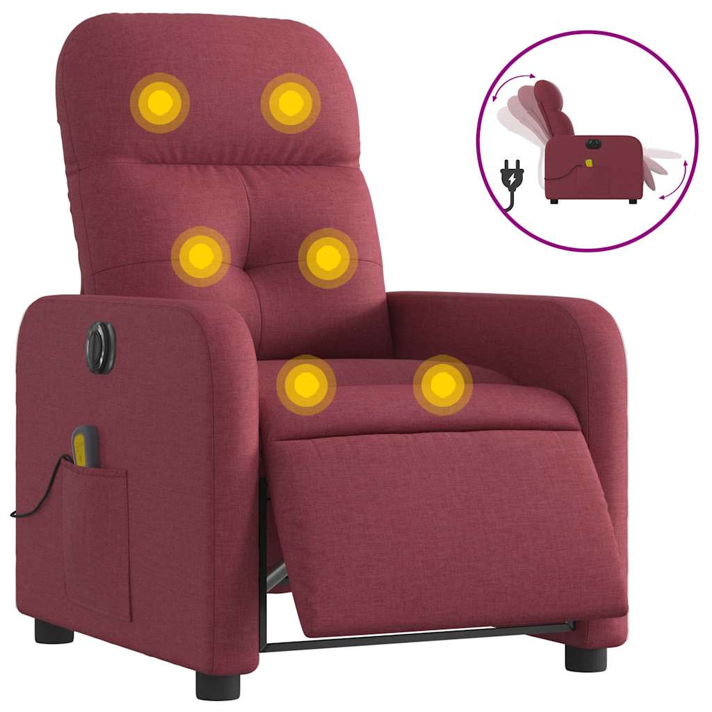 Fauteuil de massage inclinable électrique Rouge bordeaux Tissu - XIOS