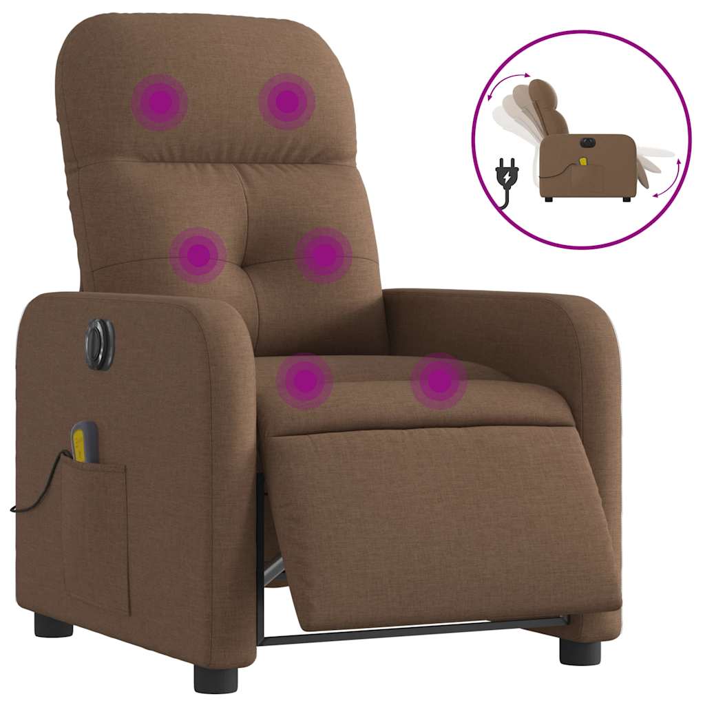 Fauteuil inclinable de massage électrique marron tissu - XIOS
