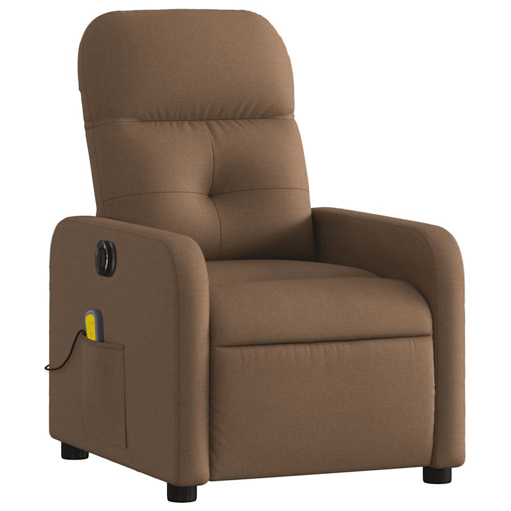 Fauteuil inclinable de massage électrique marron tissu - XIOS