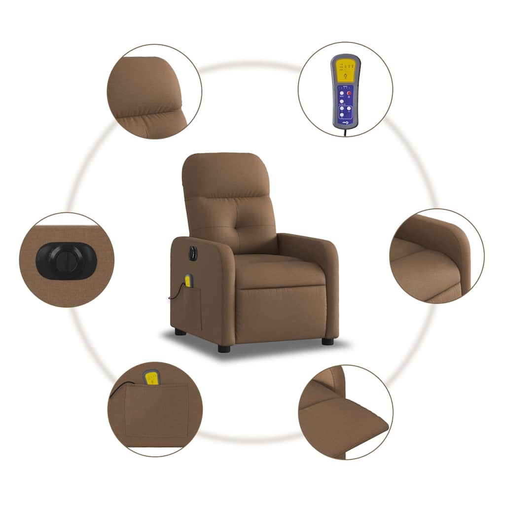 Fauteuil inclinable de massage électrique marron tissu - XIOS