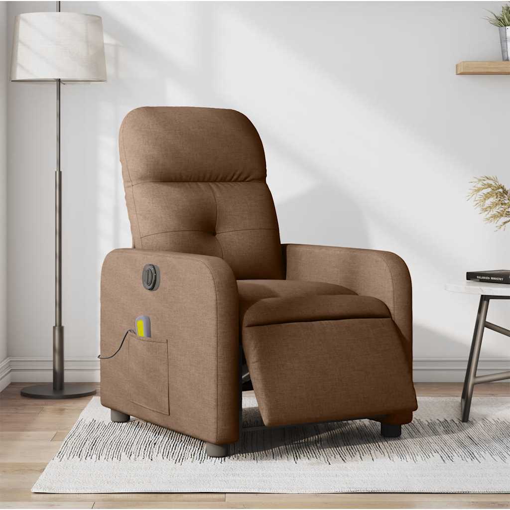 Fauteuil inclinable de massage électrique marron tissu - XIOS