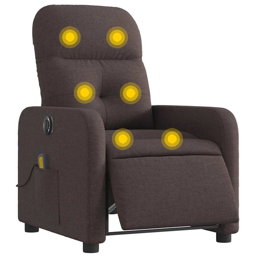 Fauteuil de massage inclinable électrique Marron foncé Tissu - XIOS