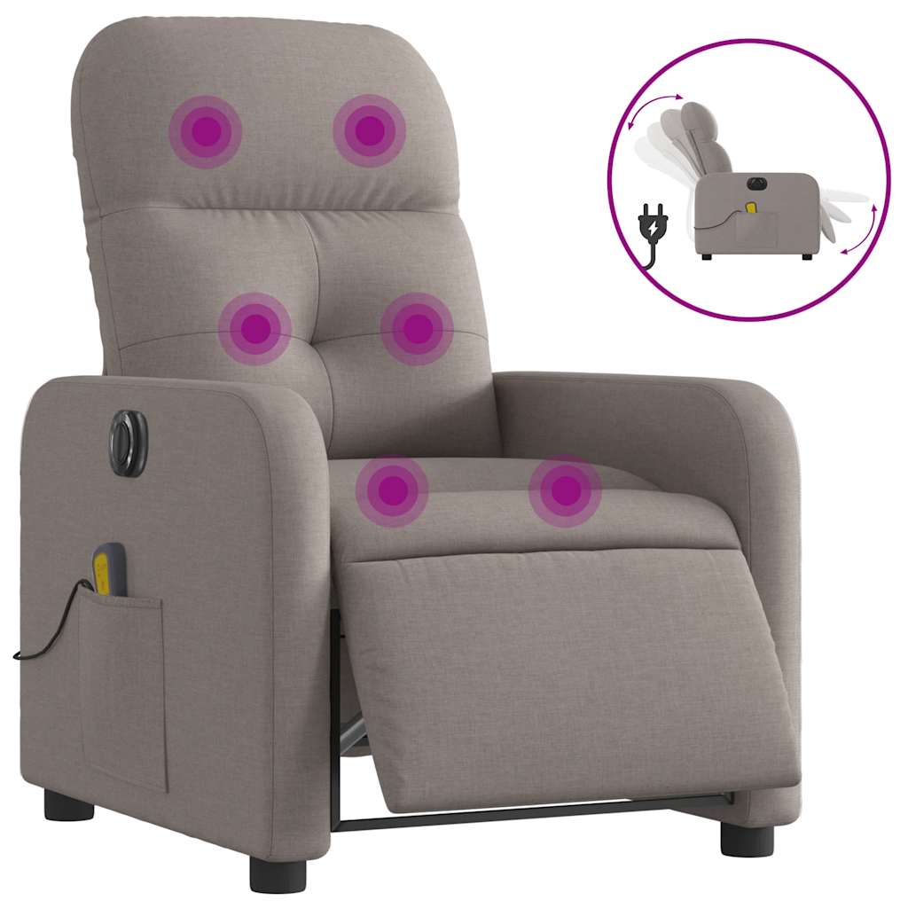 Fauteuil de massage inclinable électrique Taupe Tissu - XIOS