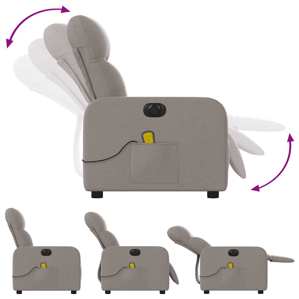 Fauteuil de massage inclinable électrique Taupe Tissu - XIOS