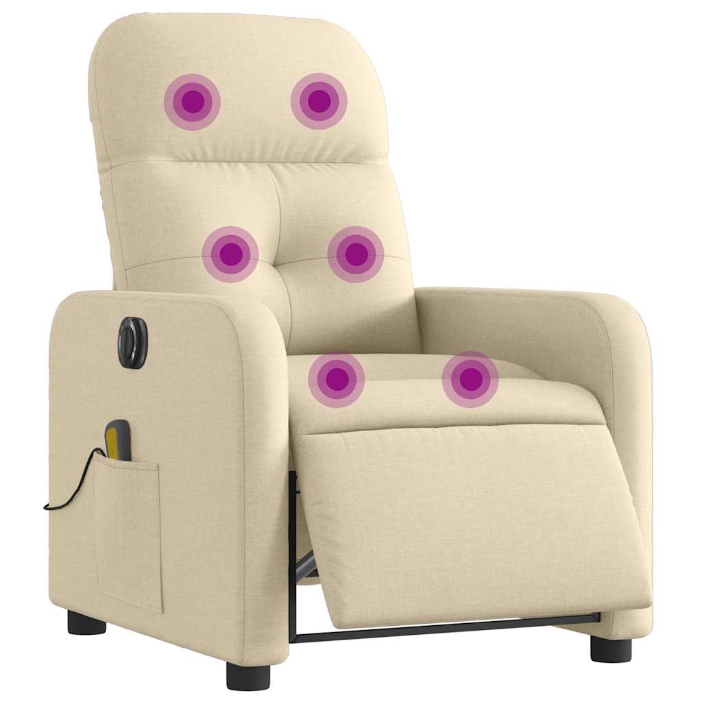 Fauteuil inclinable de massage électrique crème tissu - XIOS