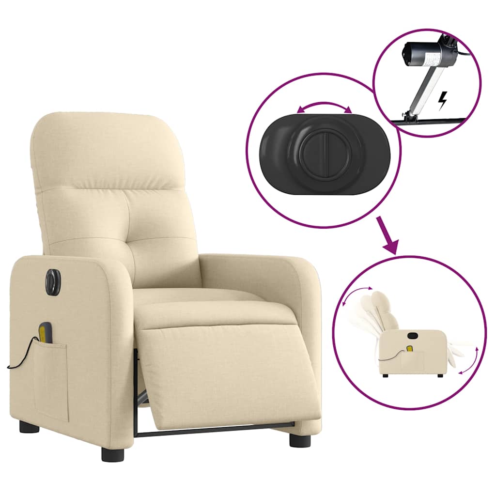 Fauteuil inclinable de massage électrique crème tissu - XIOS