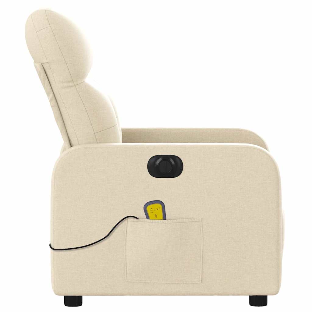 Fauteuil inclinable de massage électrique crème tissu - XIOS