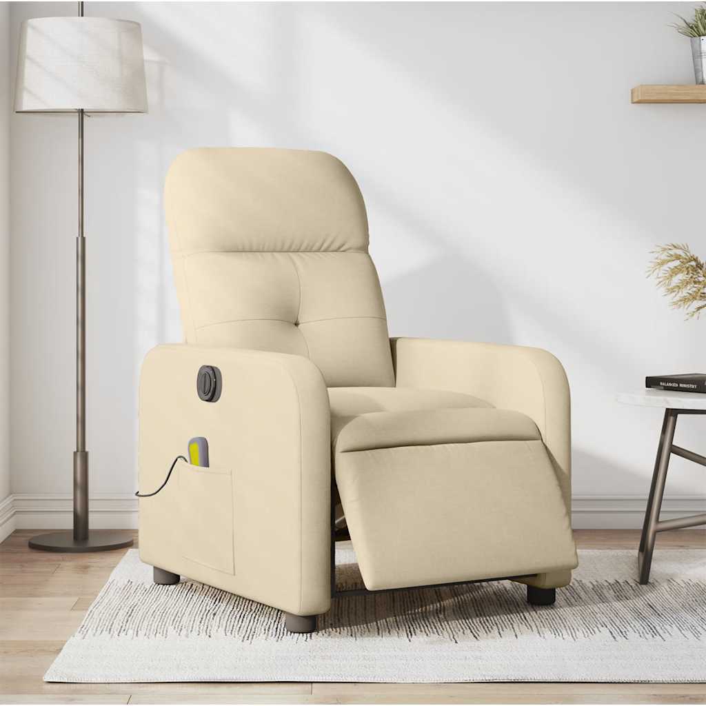 Fauteuil inclinable de massage électrique crème tissu - XIOS