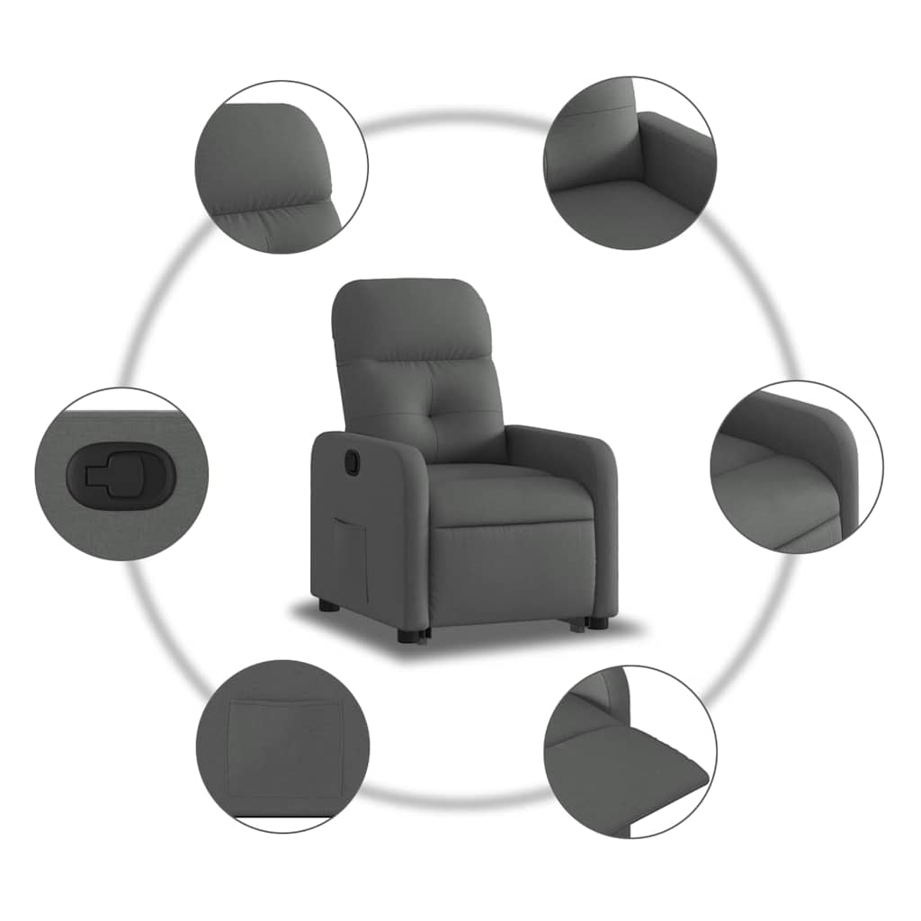 Fauteuil inclinable Gris foncé Tissu - XIOS