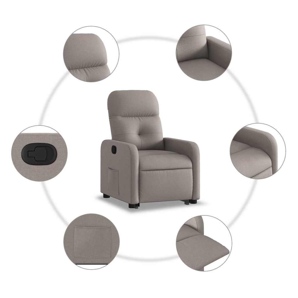 Fauteuil inclinable taupe tissu - XIOS