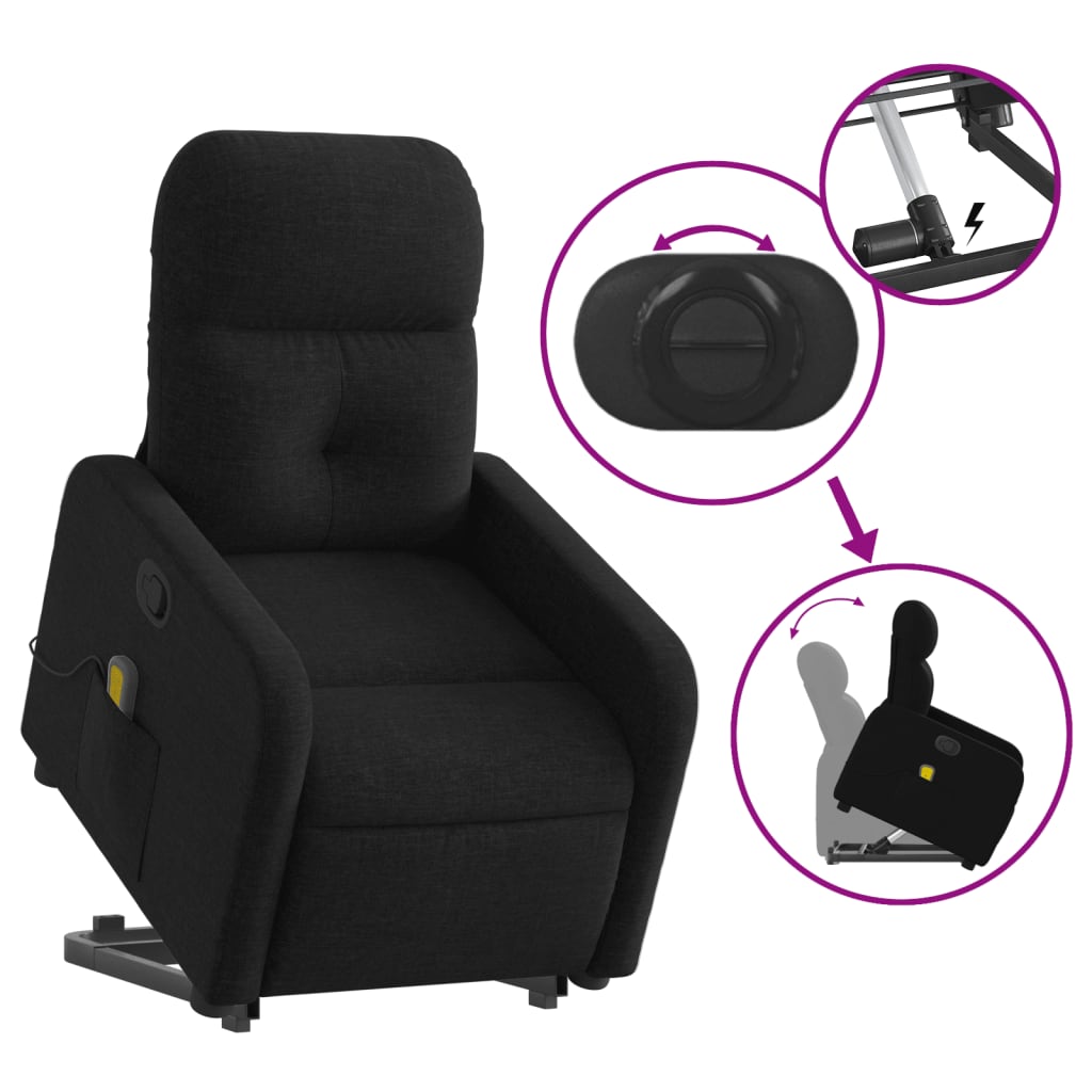 Fauteuil de massage inclinable Noir Tissu - XIOS