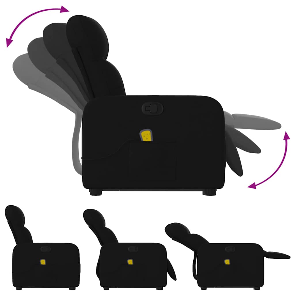 Fauteuil de massage inclinable Noir Tissu