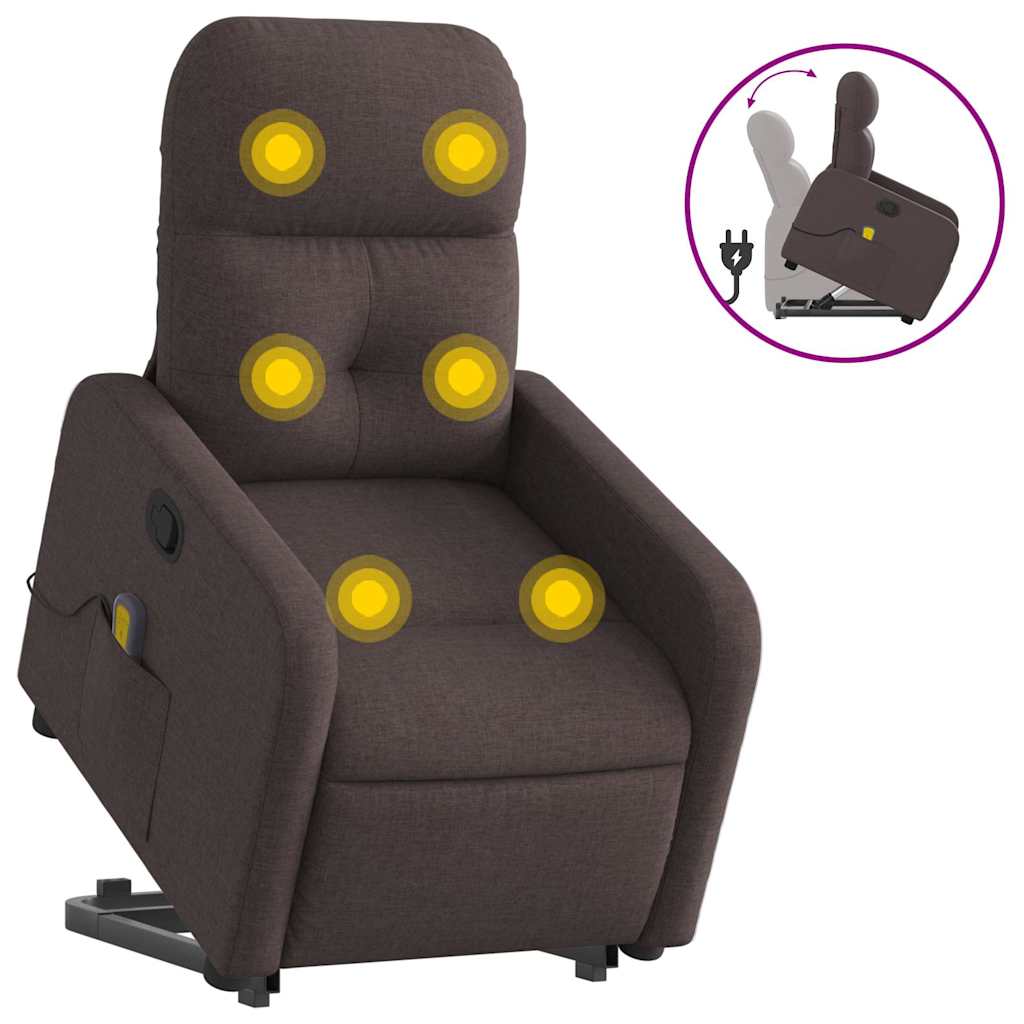 Fauteuil inclinable de massage Marron foncé Tissu - XIOS