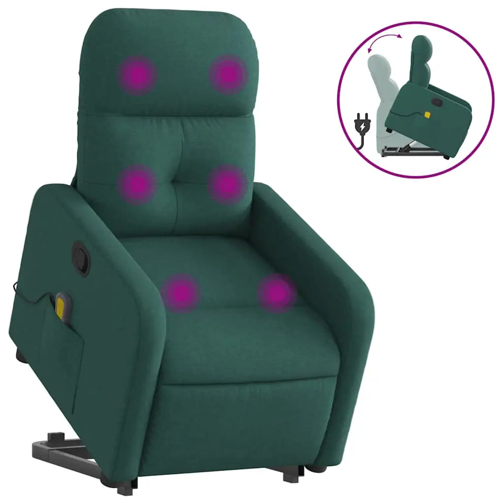 Fauteuil inclinable de massage Vert foncé Tissu - XIOS