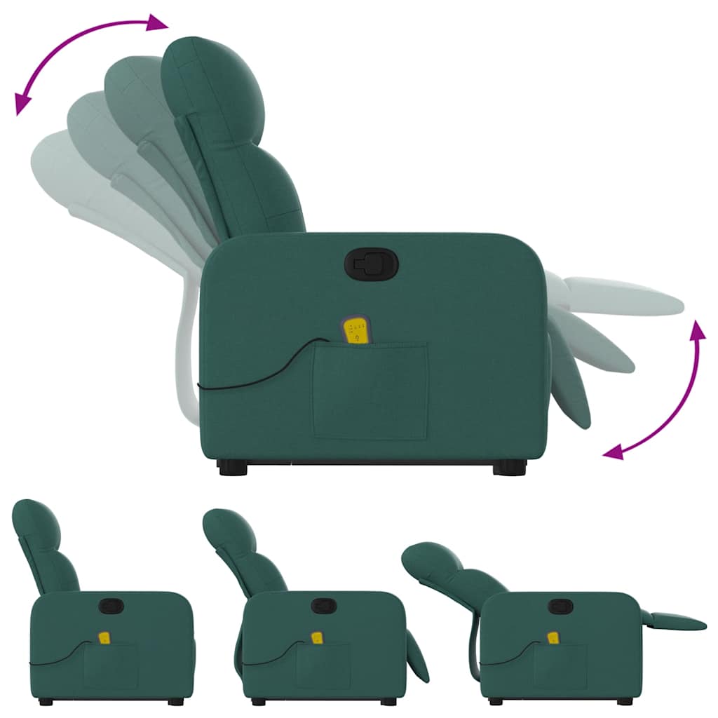 Fauteuil inclinable de massage Vert foncé Tissu - XIOS