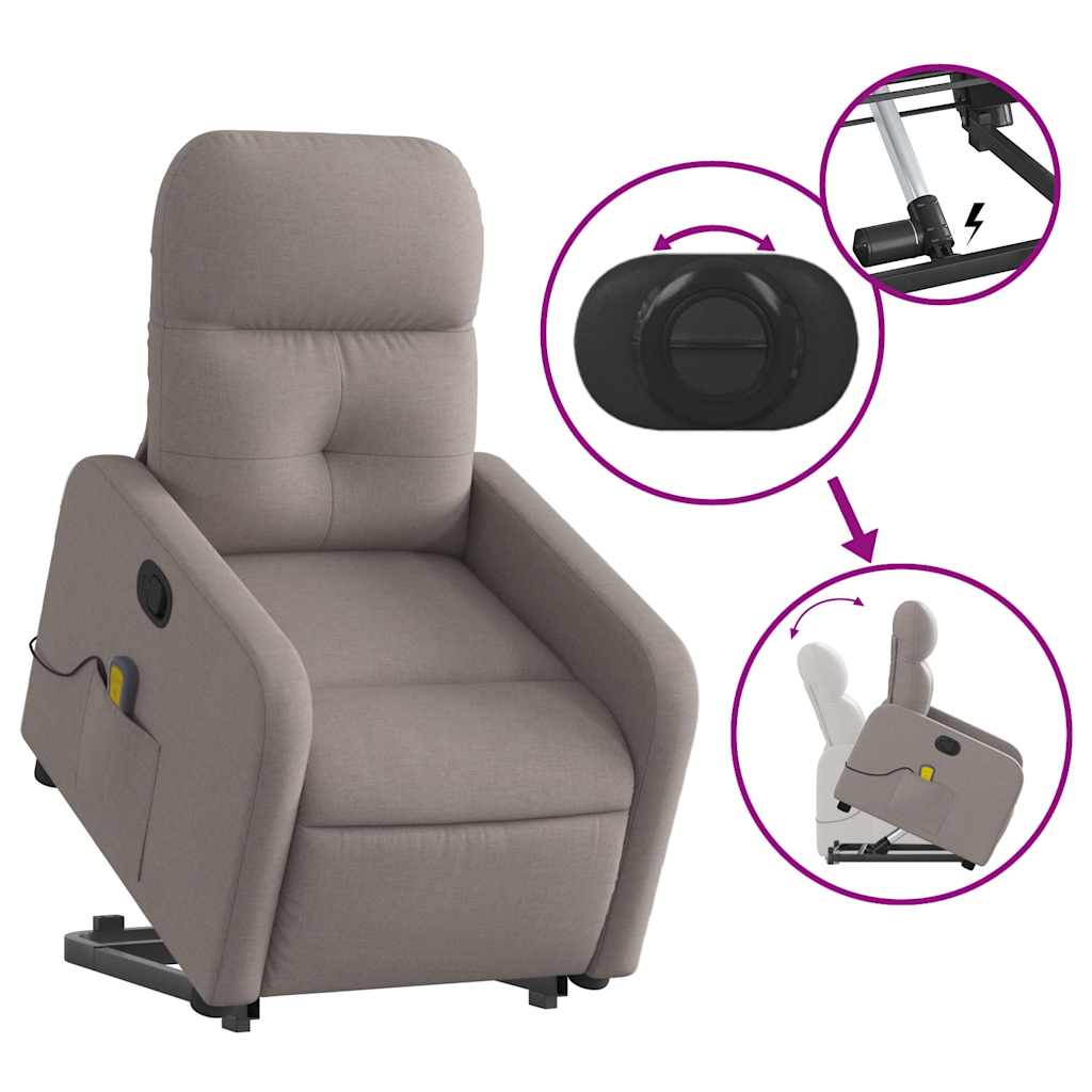 Fauteuil inclinable de massage Taupe Tissu - XIOS
