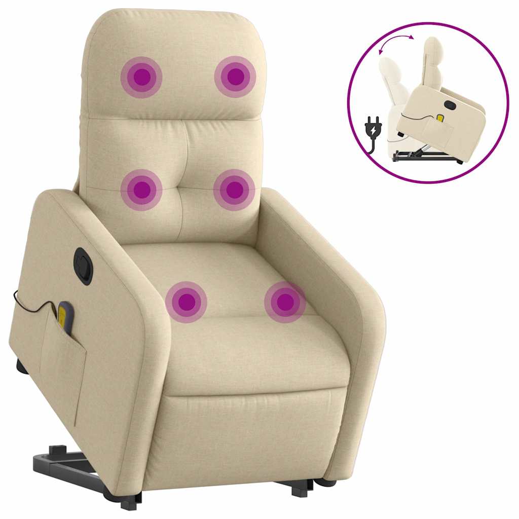 Fauteuil inclinable de massage Crème Tissu - XIOS