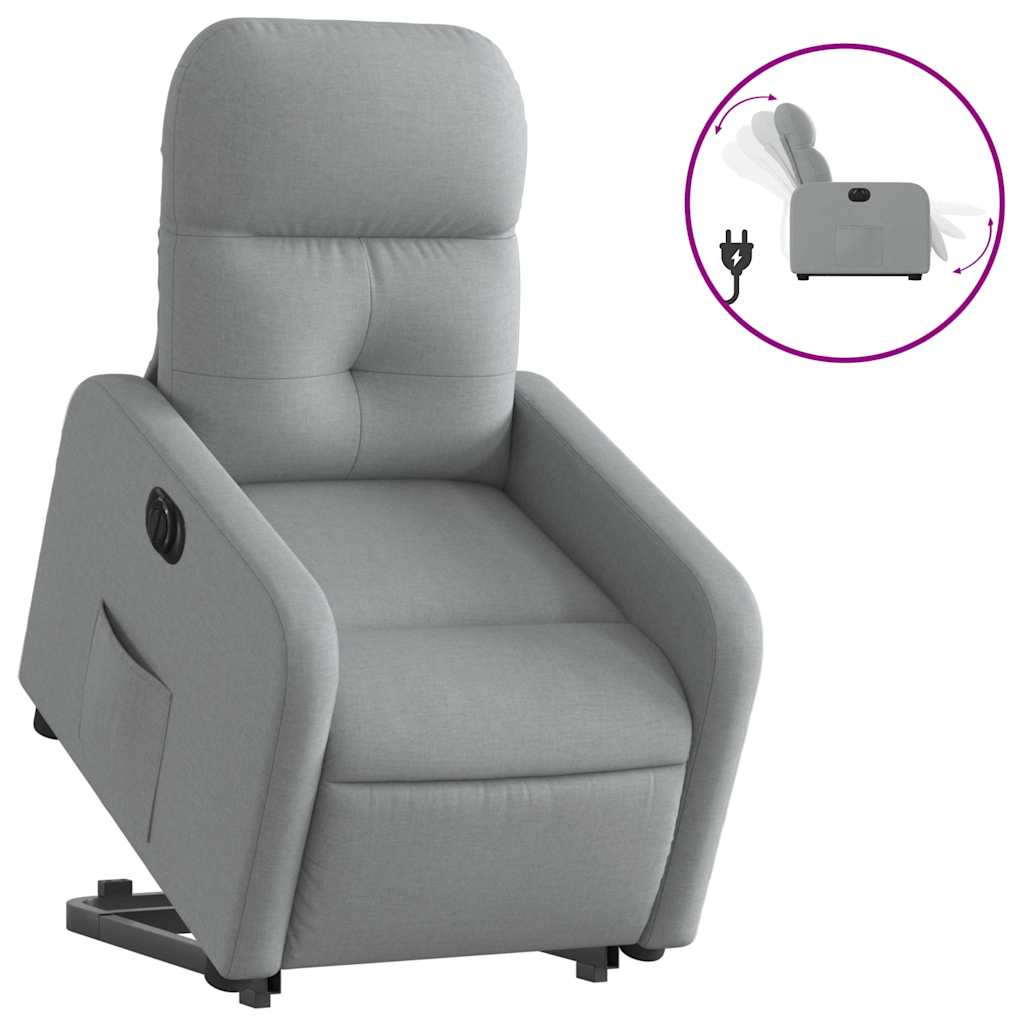 Fauteuil inclinable électrique gris clair tissu - XIOS