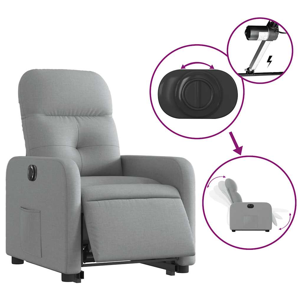 Fauteuil inclinable électrique gris clair tissu