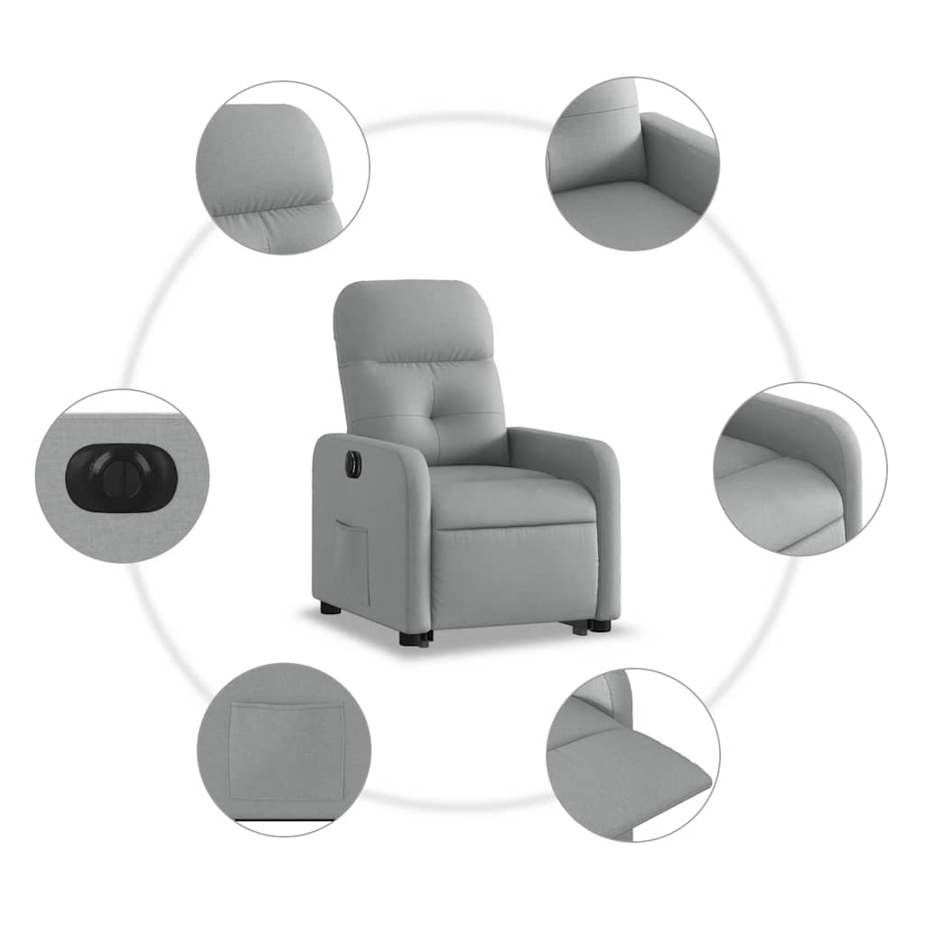 Fauteuil inclinable électrique gris clair tissu - XIOS