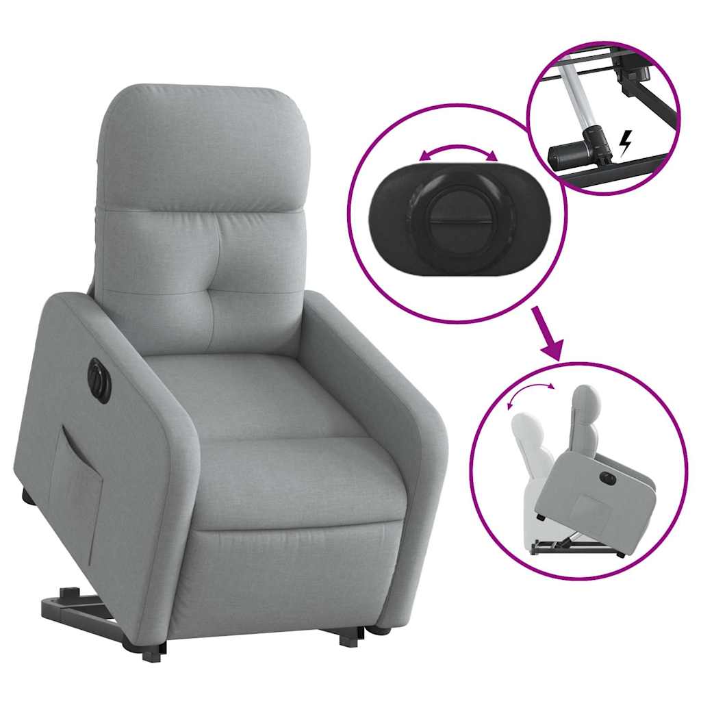Fauteuil inclinable électrique gris clair tissu