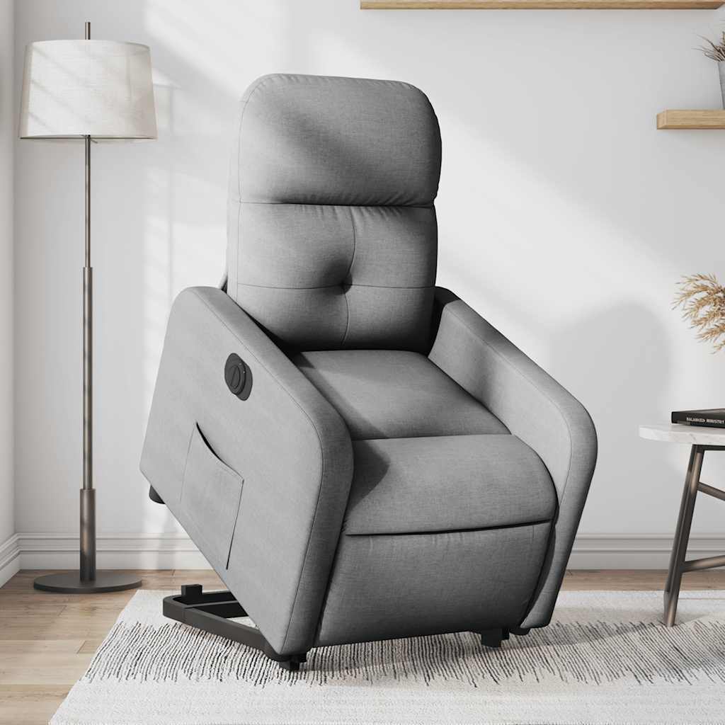 Fauteuil inclinable électrique gris clair tissu - XIOS