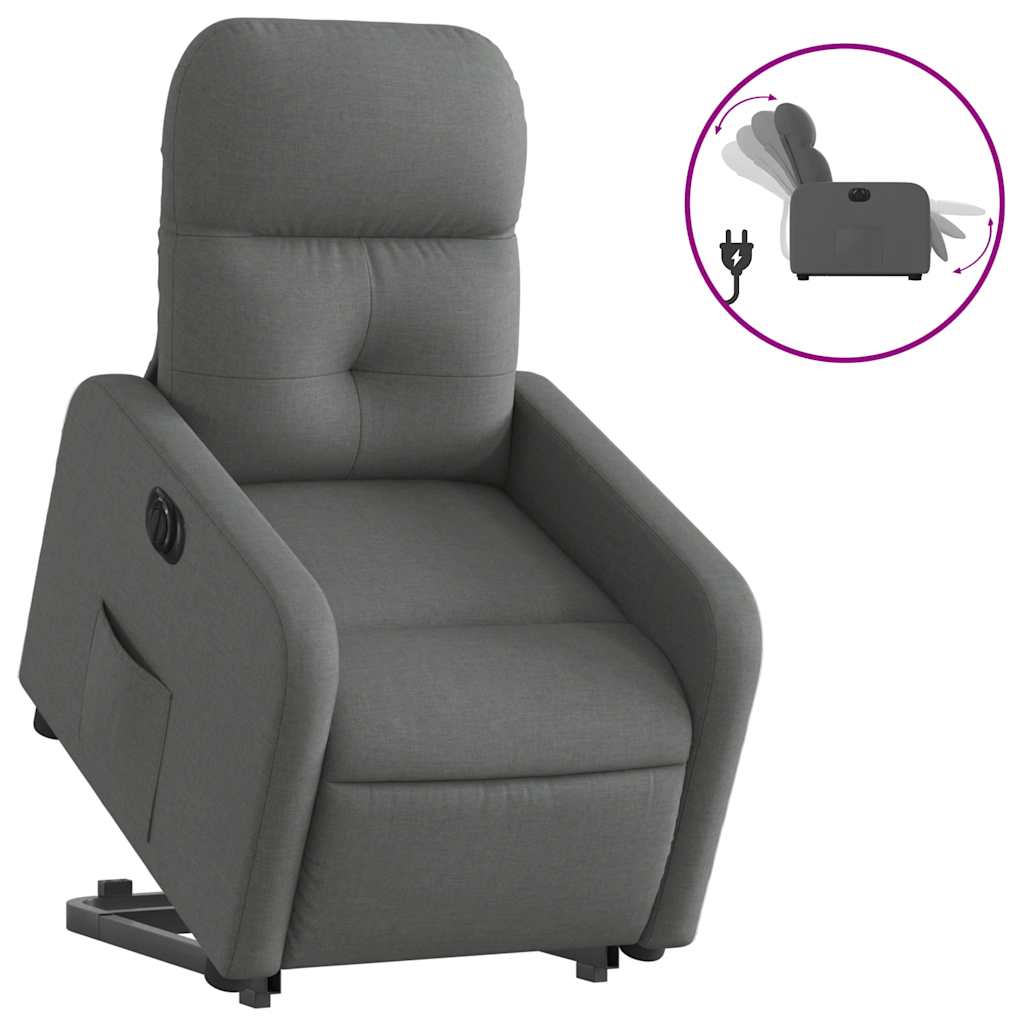 Fauteuil inclinable électrique gris foncé tissu - XIOS
