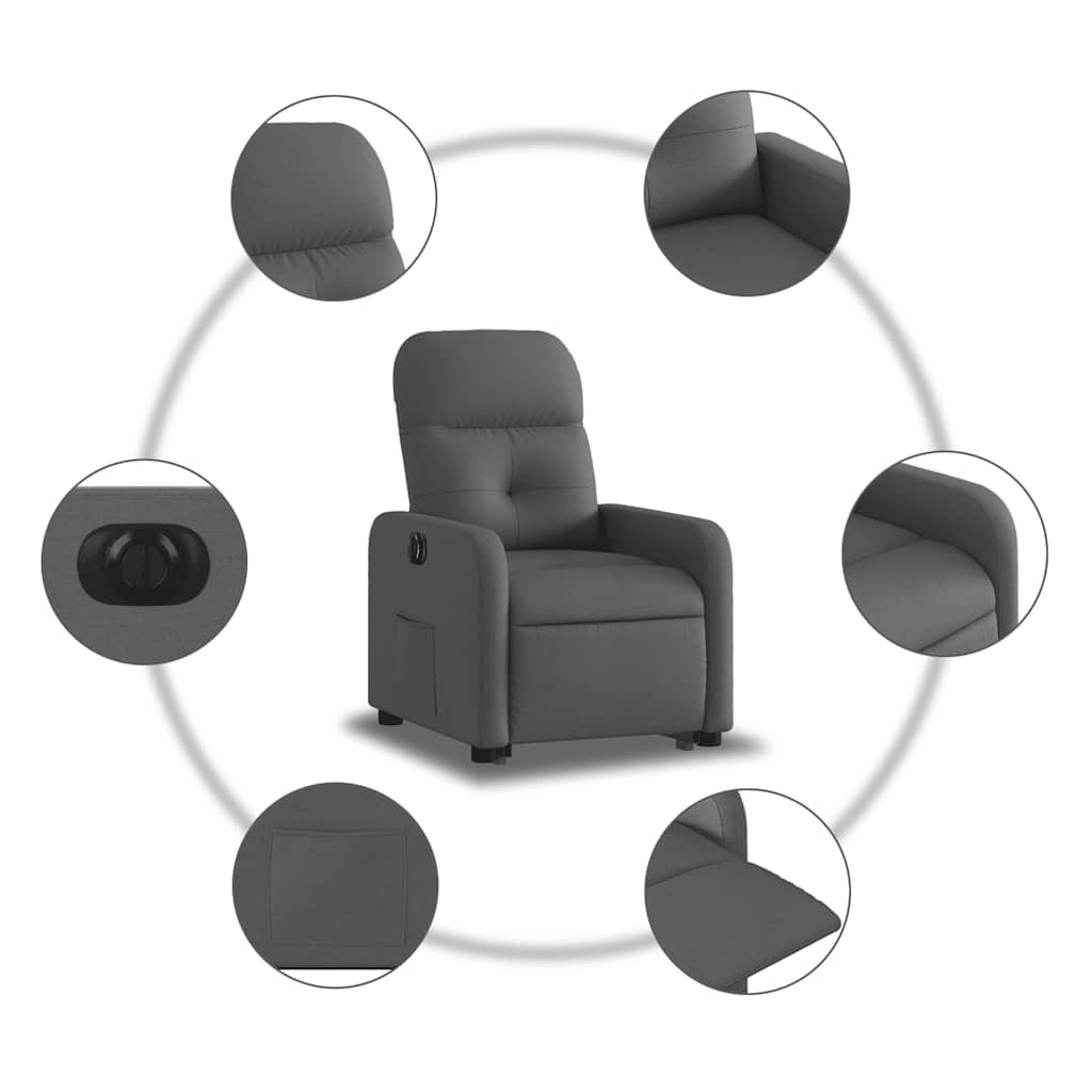 Fauteuil inclinable électrique gris foncé tissu