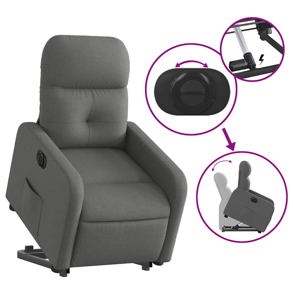 Fauteuil inclinable électrique gris foncé tissu - XIOS