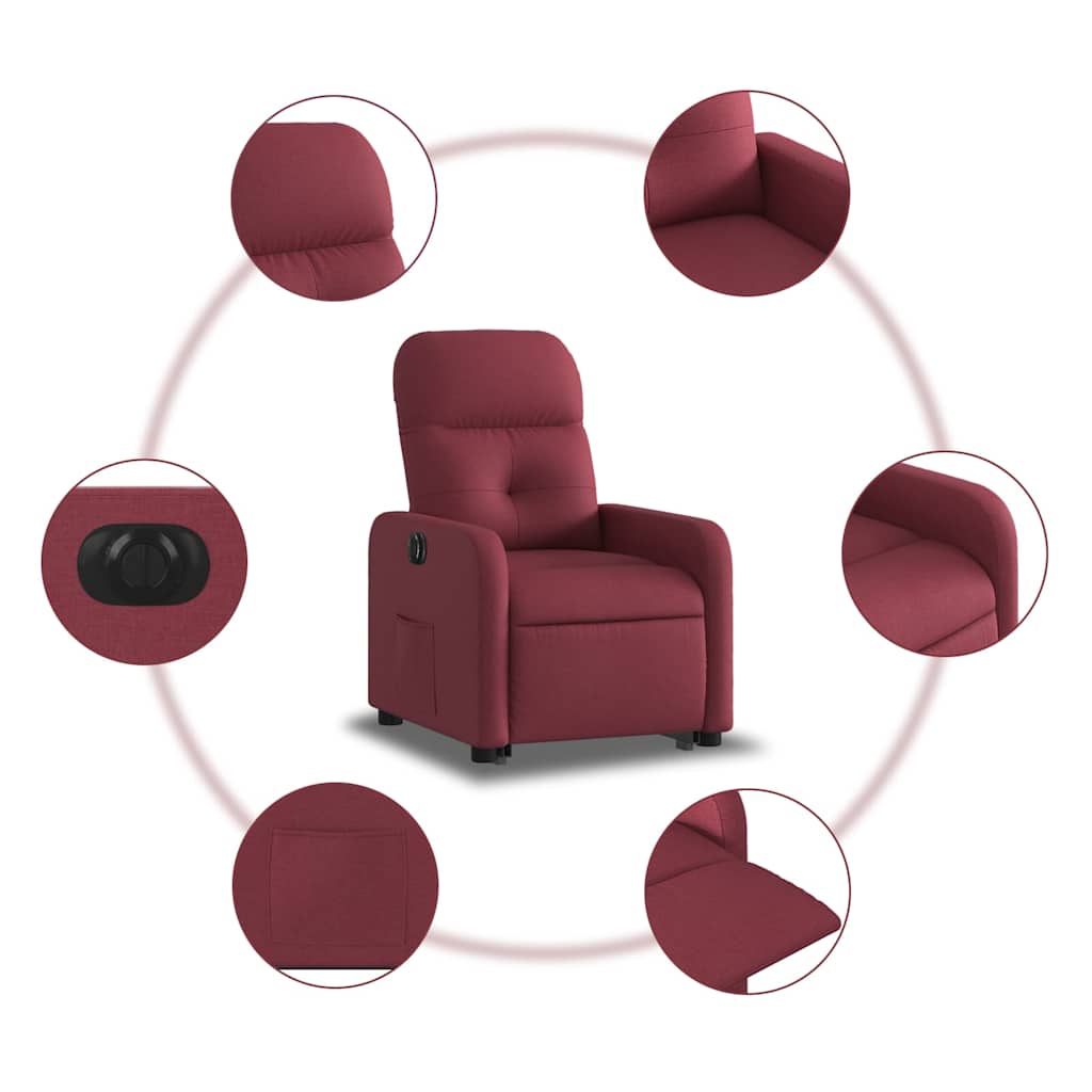 Fauteuil inclinable électrique rouge bordeaux tissu