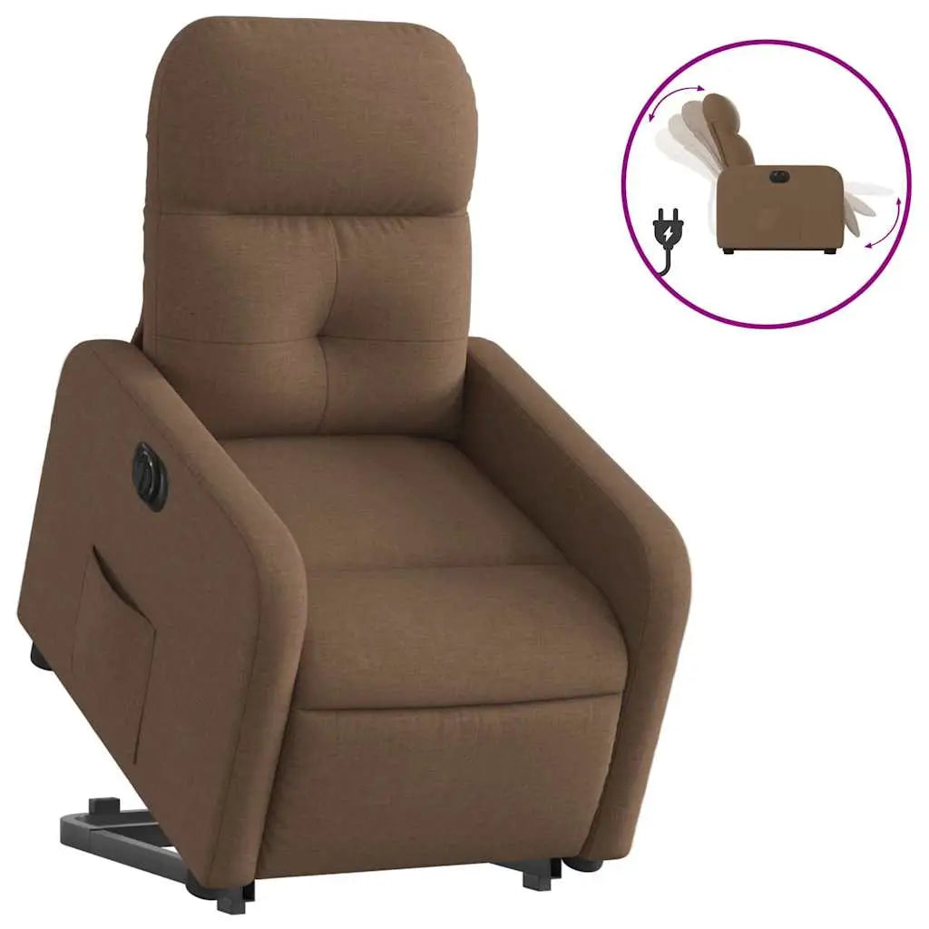 Fauteuil inclinable électrique marron tissu - XIOS