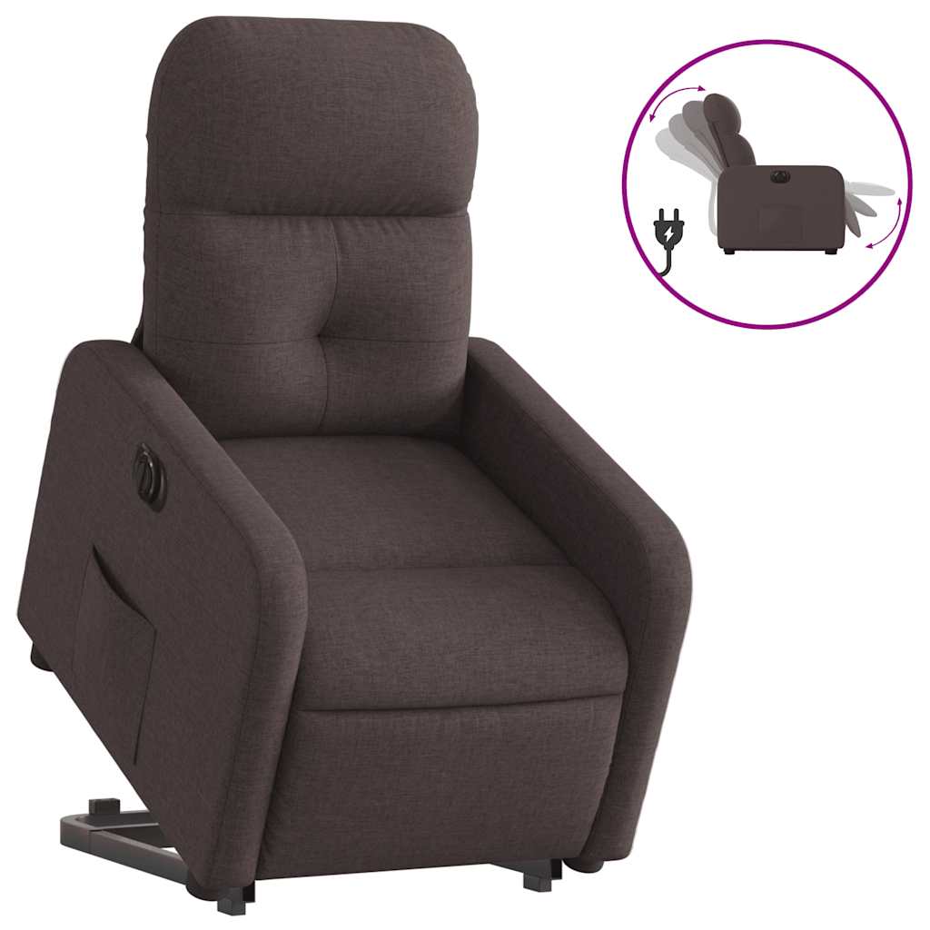 Fauteuil inclinable électrique marron foncé tissu - XIOS