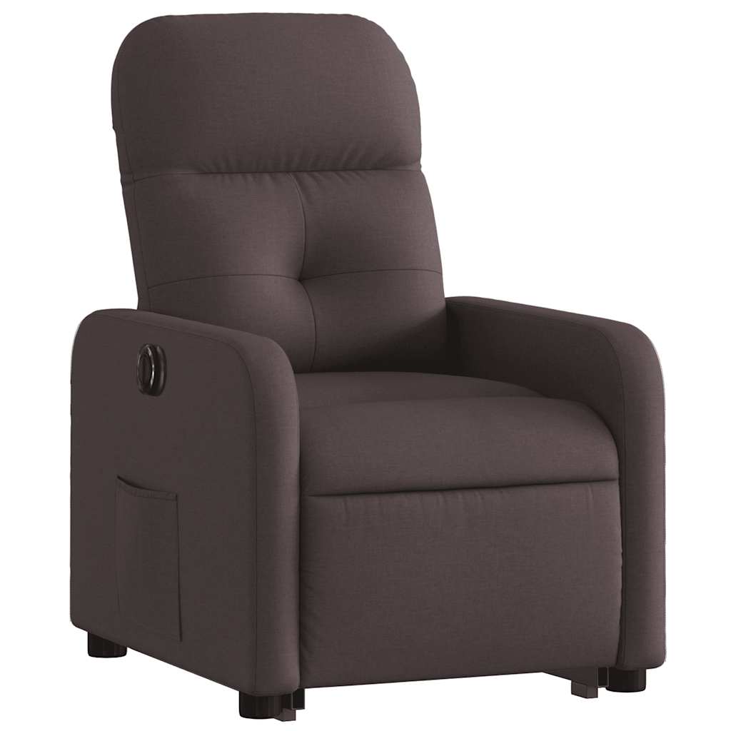 Fauteuil inclinable électrique marron foncé tissu - XIOS