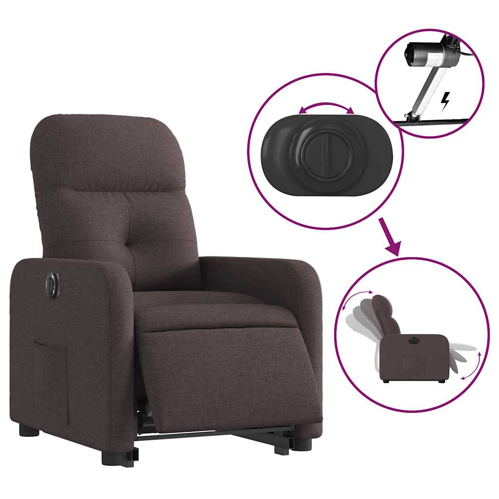 Fauteuil inclinable électrique marron foncé tissu - XIOS