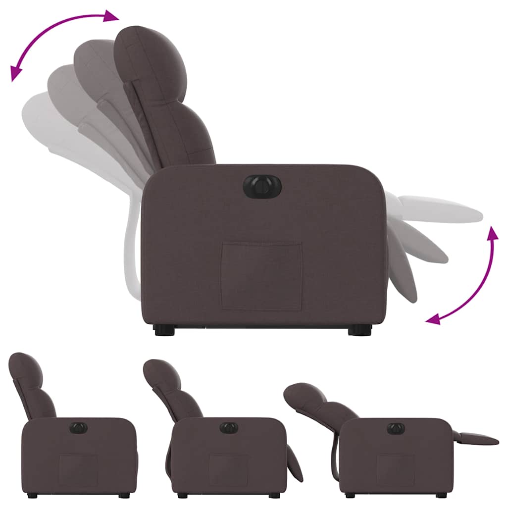 Fauteuil inclinable électrique marron foncé tissu - XIOS
