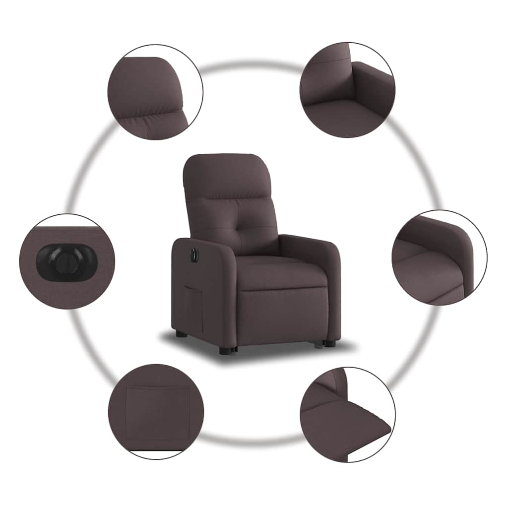 Fauteuil inclinable électrique marron foncé tissu - XIOS